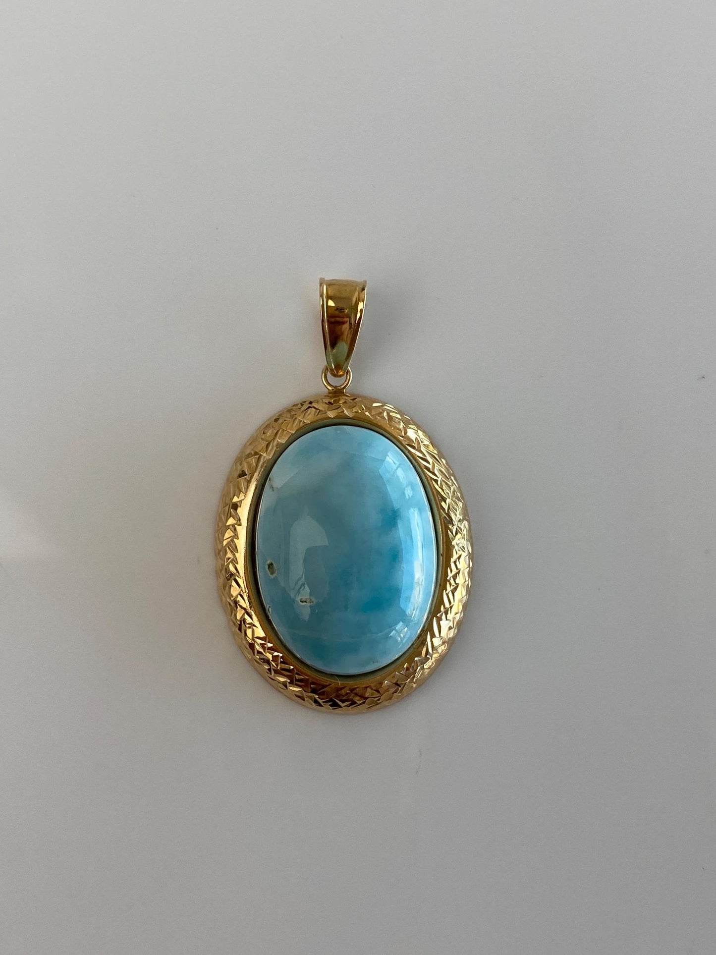 Vintage Solid 14k Yellow Gold Larimar Charm
