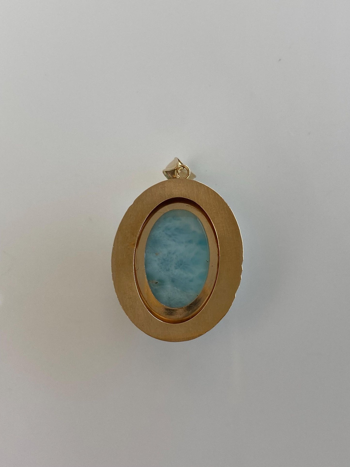 Vintage Solid 14k Yellow Gold Larimar Charm