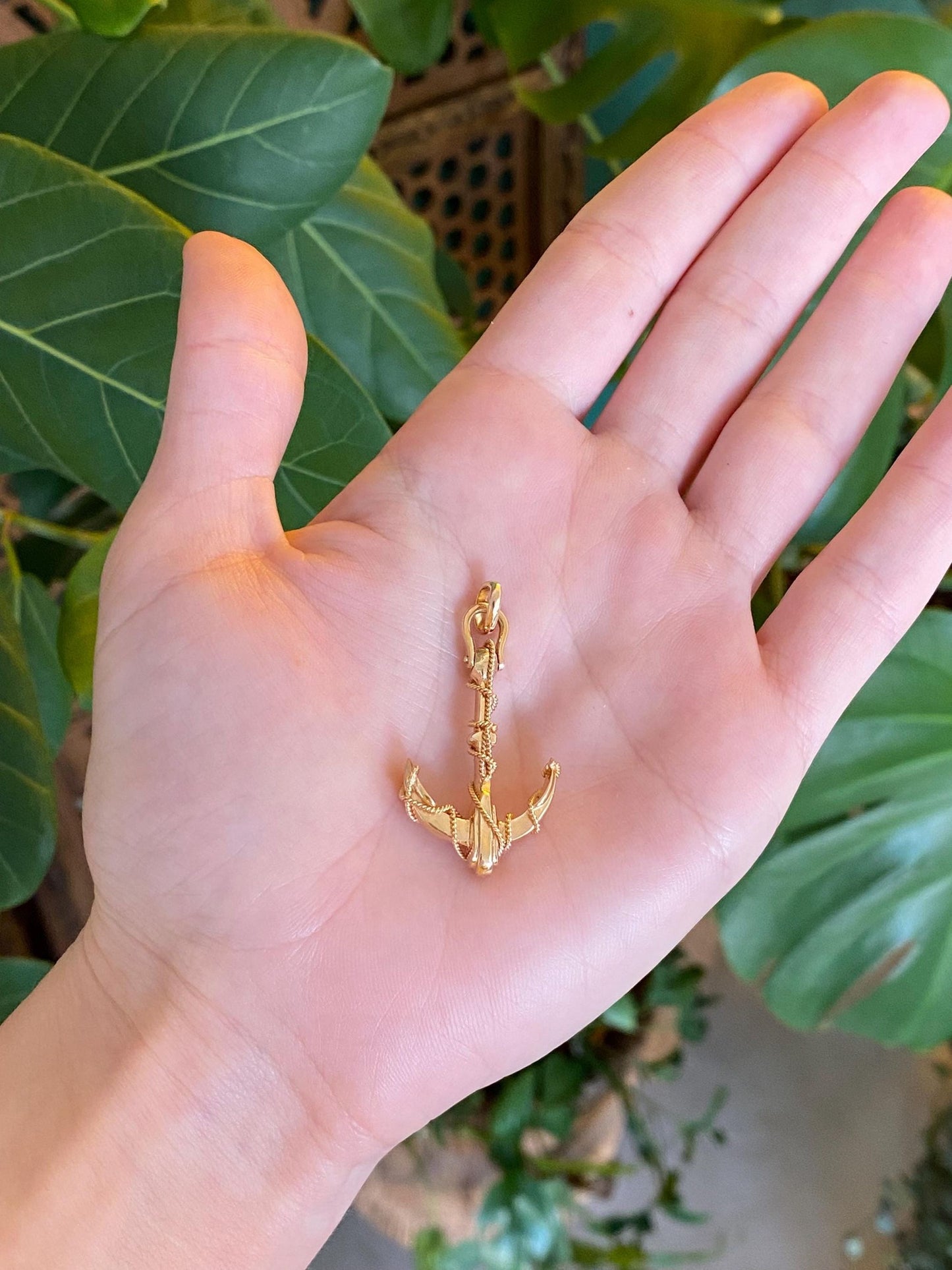 Vintage Solid 18k Yellow Gold Anchor Charm