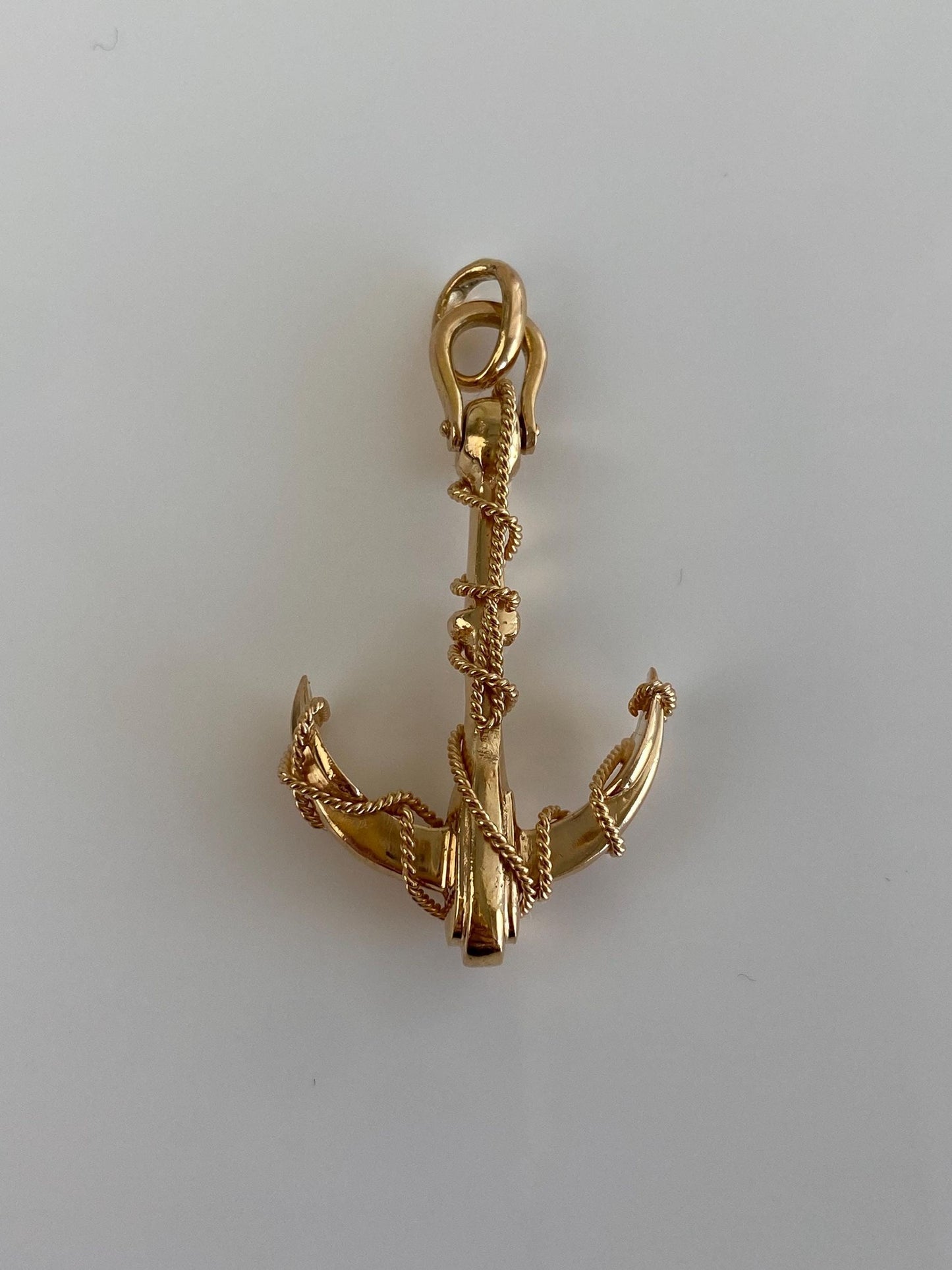 Vintage Solid 18k Yellow Gold Anchor Charm