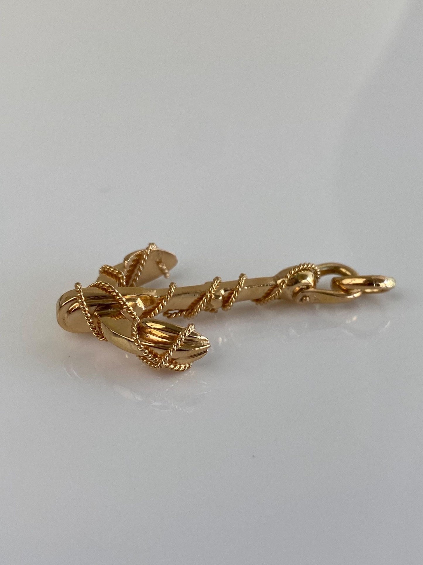 Vintage Solid 18k Yellow Gold Anchor Charm