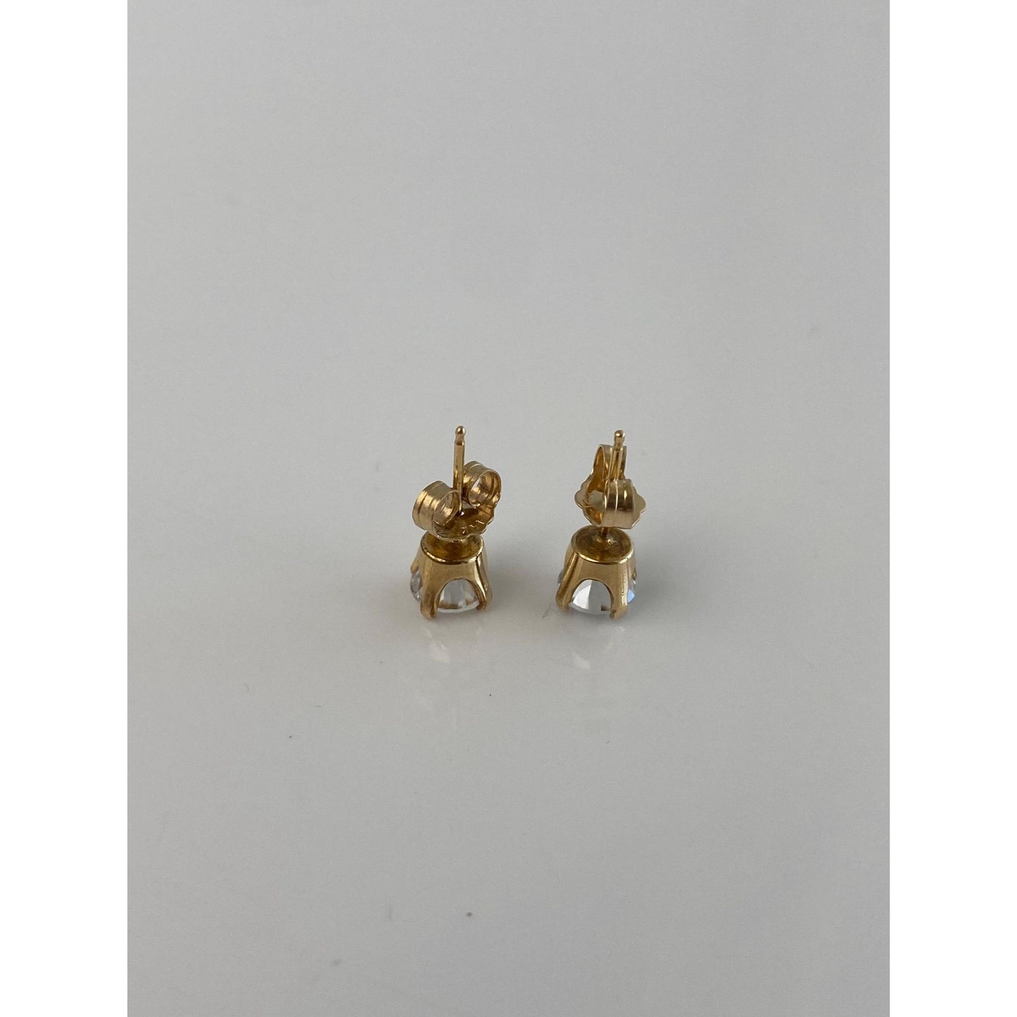 Solid 14k Yellow Gold Cubic Zirconia Stud Earrings
