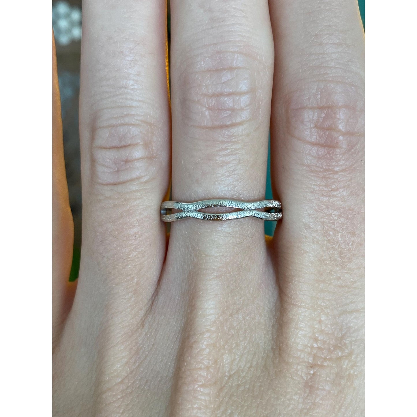 Vintage Solid 14k White Gold Twist Ring - Size 9.75