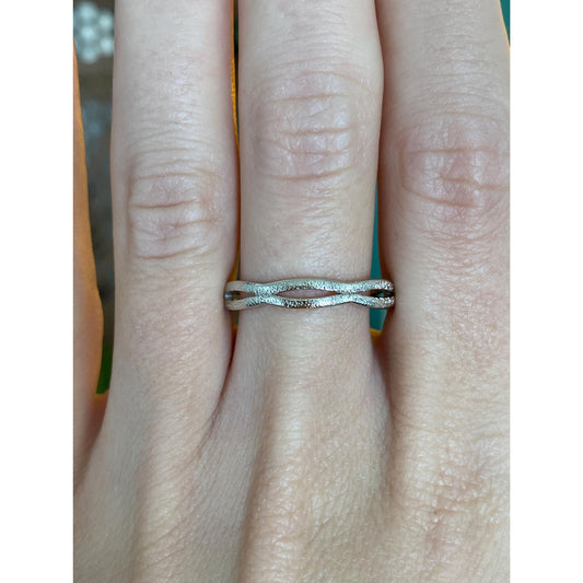 Vintage Solid 14k White Gold Twist Ring - Size 9.75