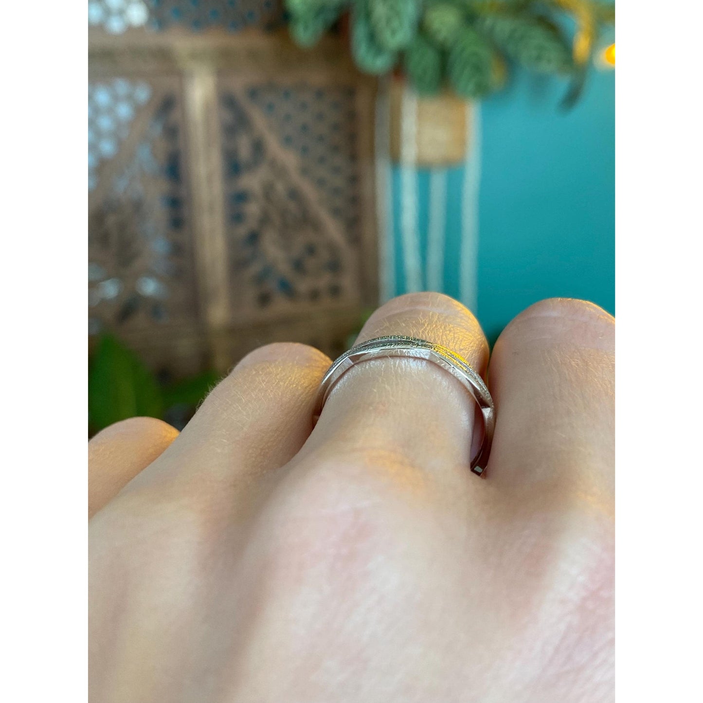 Vintage Solid 14k White Gold Twist Ring - Size 9.75