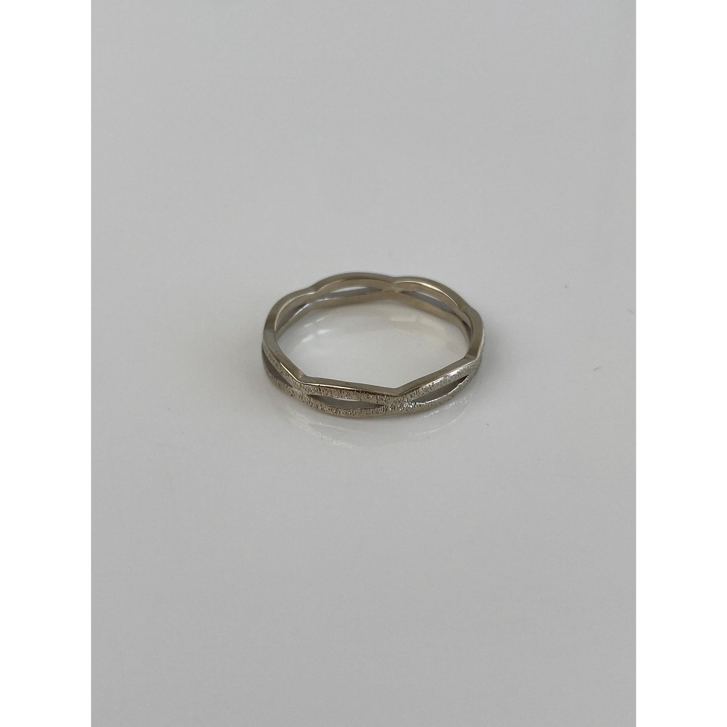 Vintage Solid 14k White Gold Twist Ring - Size 9.75