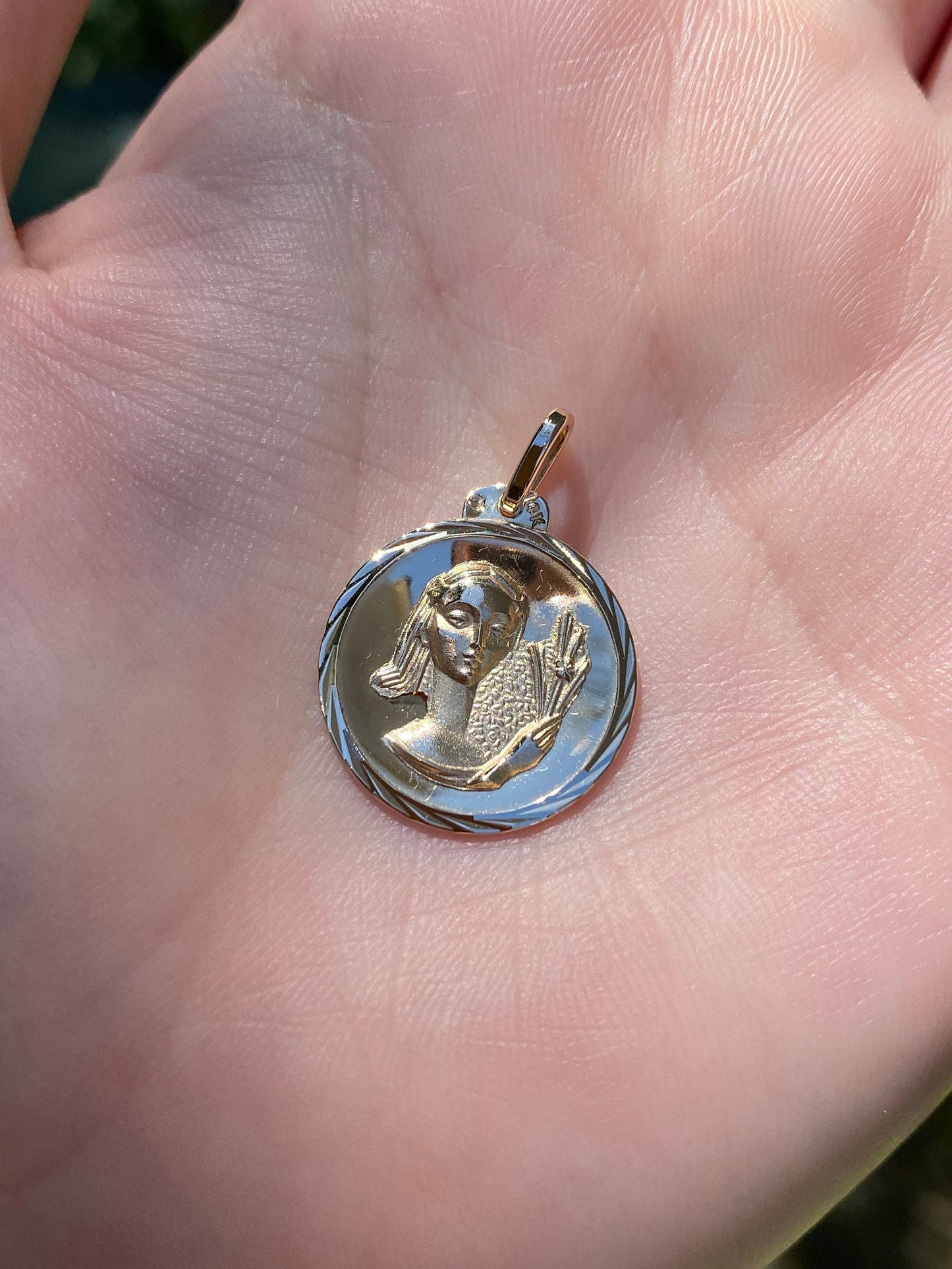 Vintage Solid 14k Yellow Gold Large Virgo Zodiac Charm