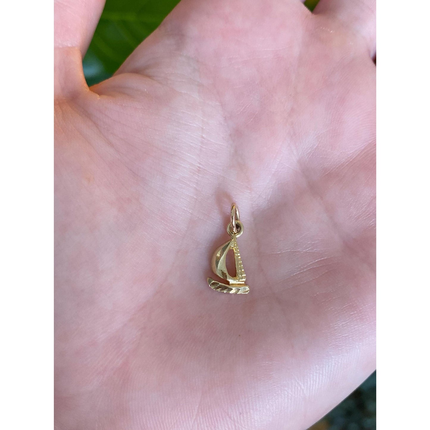Solid 10k Yellow Gold Tiny Sailboat Charm