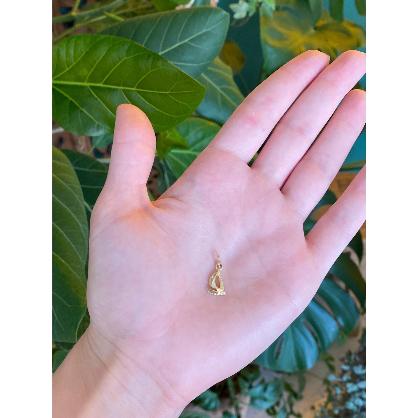 Solid 10k Yellow Gold Tiny Sailboat Charm