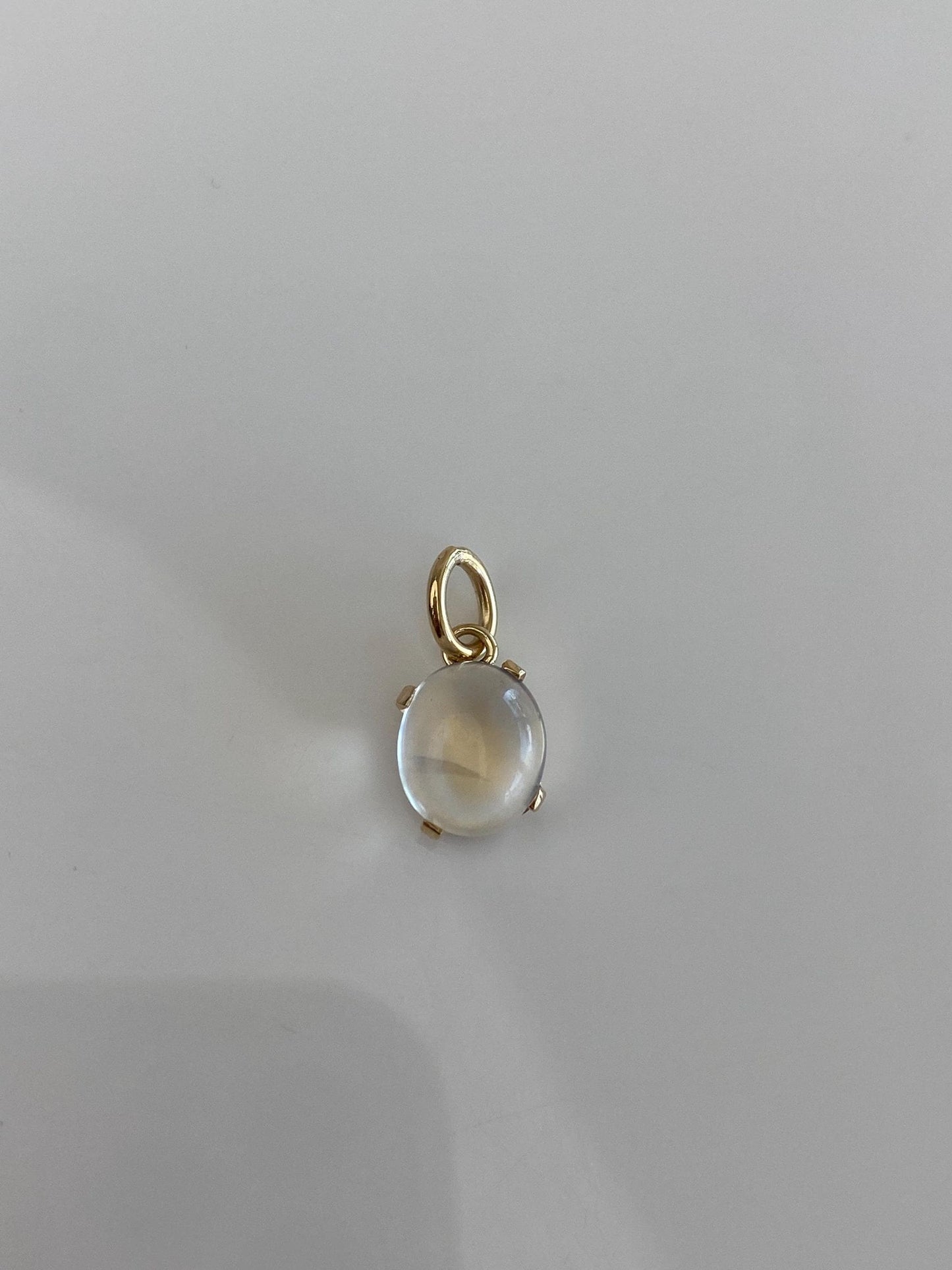 Vintage Solid 14k Yellow Gold Medium Moonstone Charm