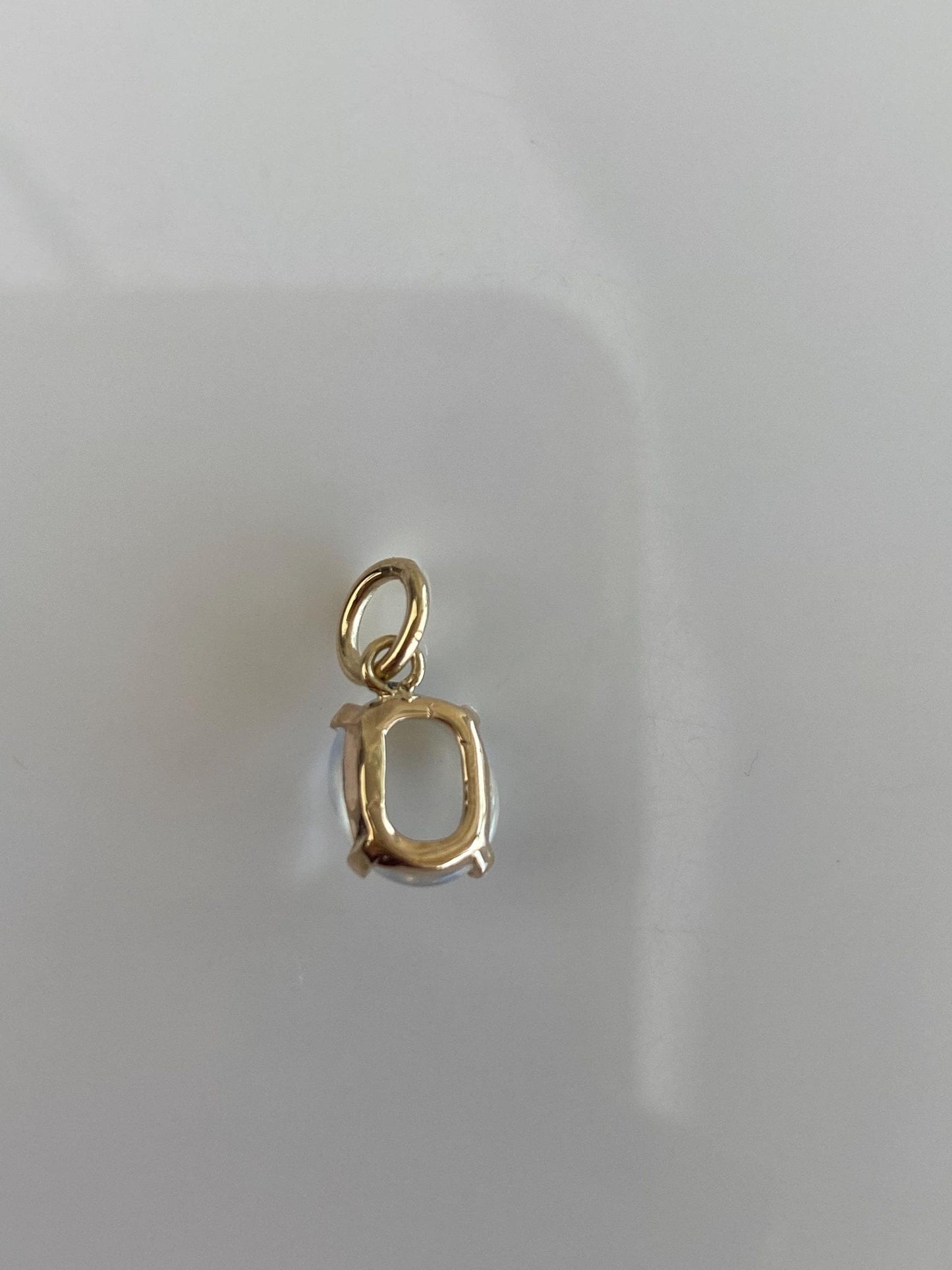 Vintage Solid 14k Yellow Gold Medium Moonstone Charm