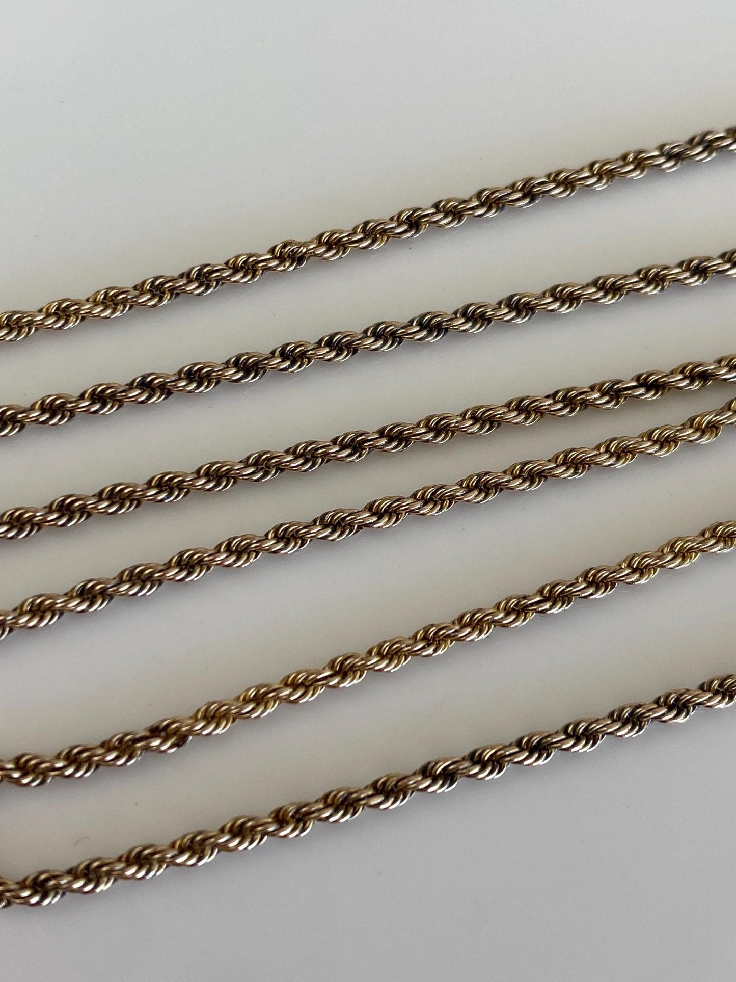 Vintage Solid 8k Yellow Gold Slim Rope Chain Necklace - 19.25 inches