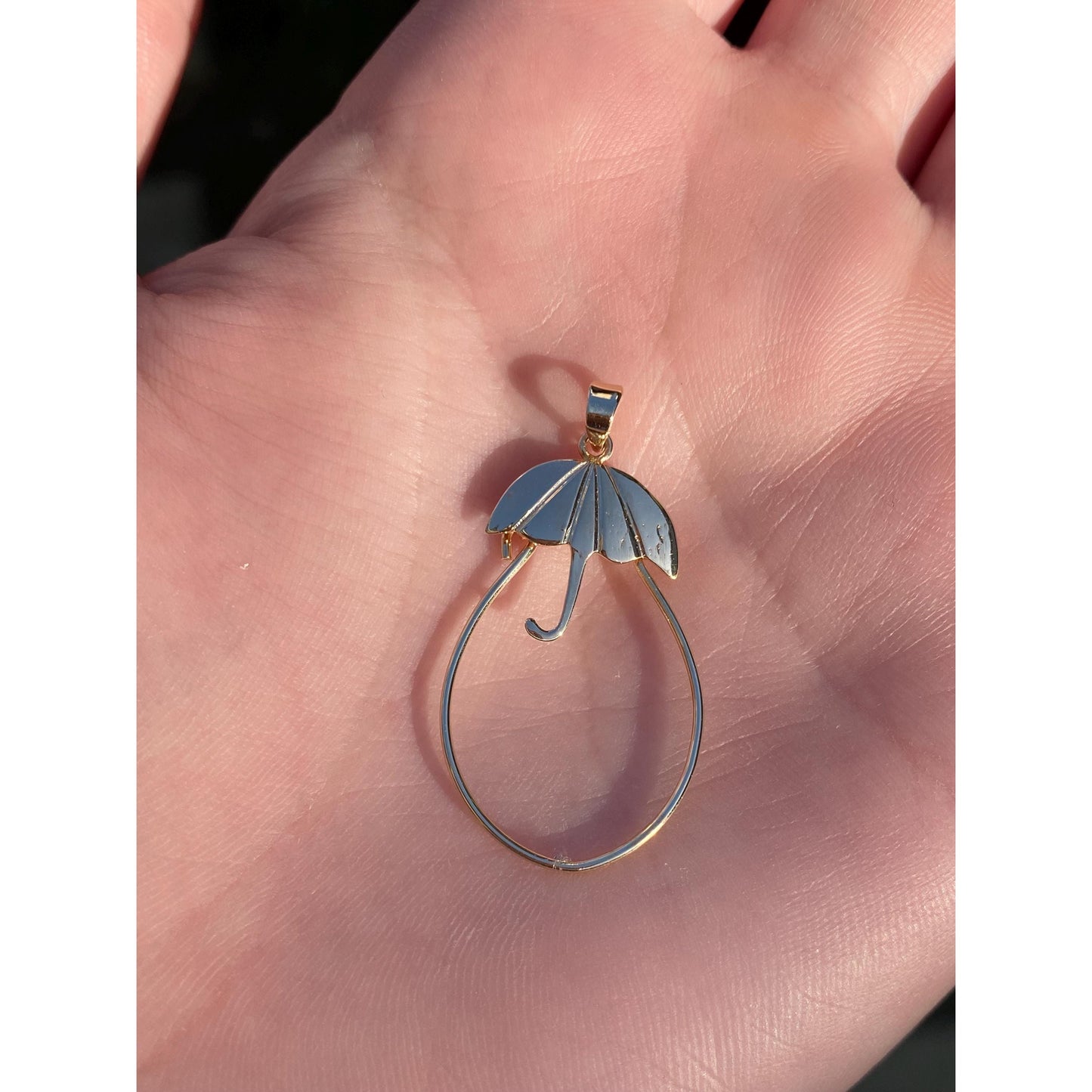 Vintage Solid 14k Yellow Gold Umbrella Charm Holder Charm