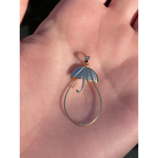 Vintage Solid 14k Yellow Gold Umbrella Charm Holder Charm