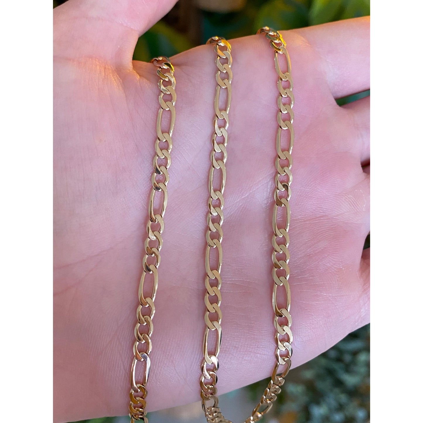 Vintage Solid 14k Yellow Gold Figaro Chain Necklace - 20 inches