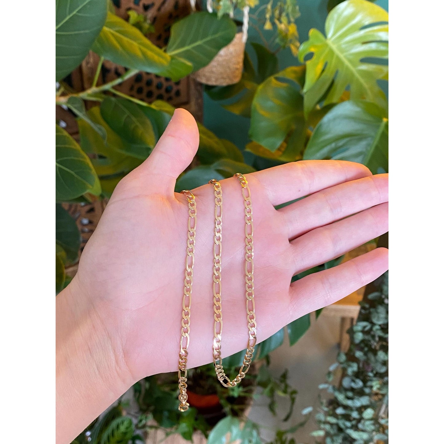 Vintage Solid 14k Yellow Gold Figaro Chain Necklace - 20 inches