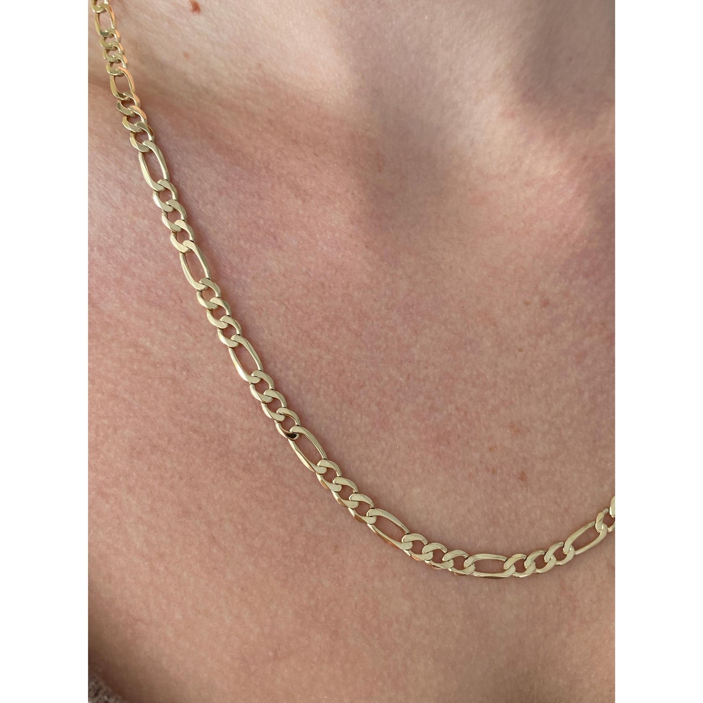 Vintage Solid 14k Yellow Gold Figaro Chain Necklace - 20 inches
