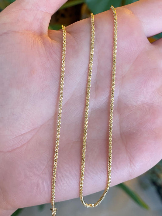 Vintage Solid 14k Yellow Gold Wheat Chain Necklace - 18 inches