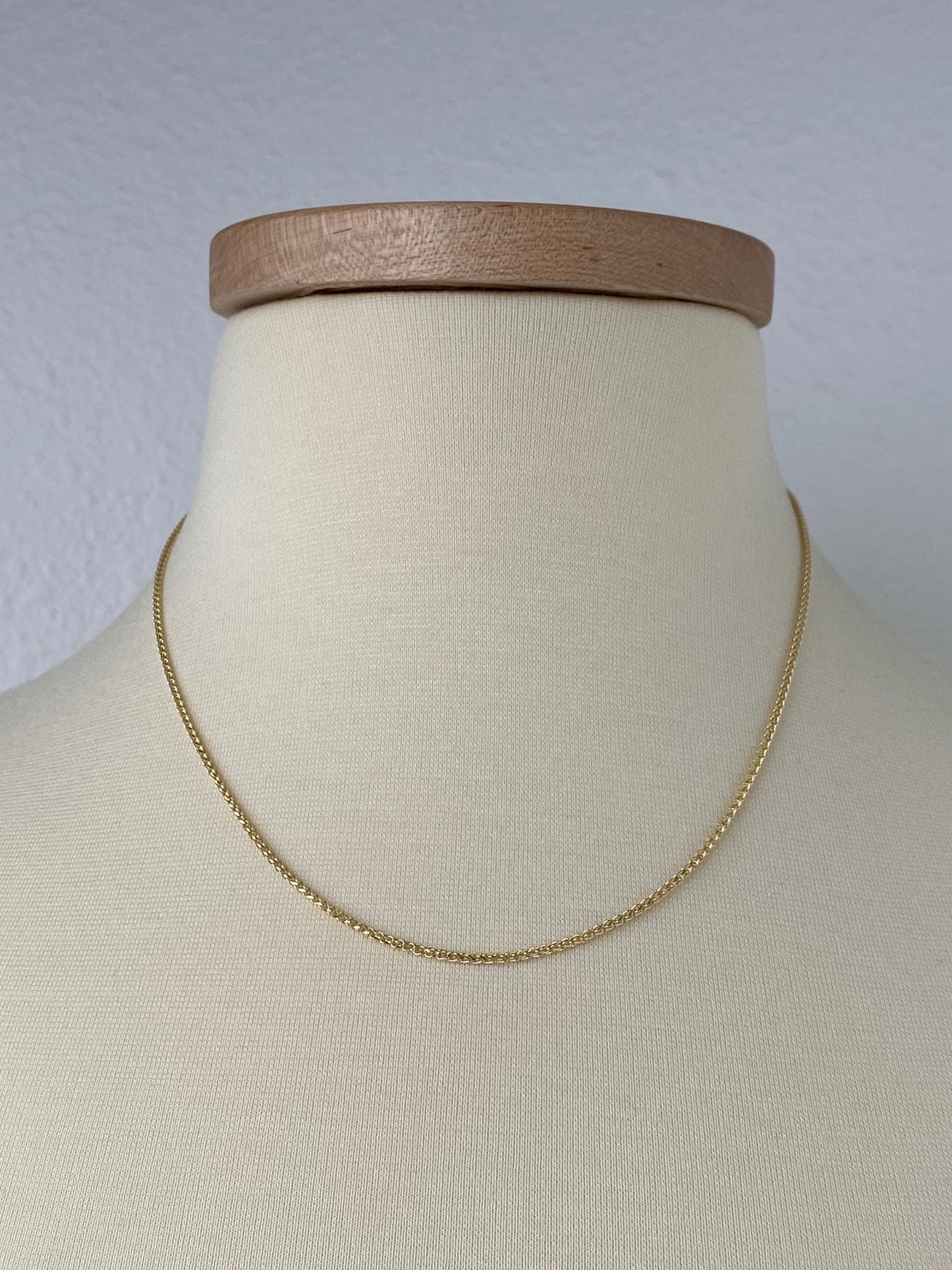 Vintage Solid 14k Yellow Gold Wheat Chain Necklace - 18 inches