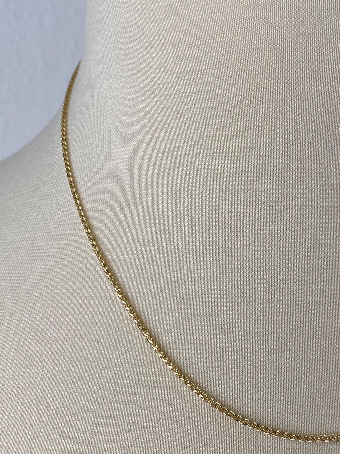 Vintage Solid 14k Yellow Gold Wheat Chain Necklace - 18 inches