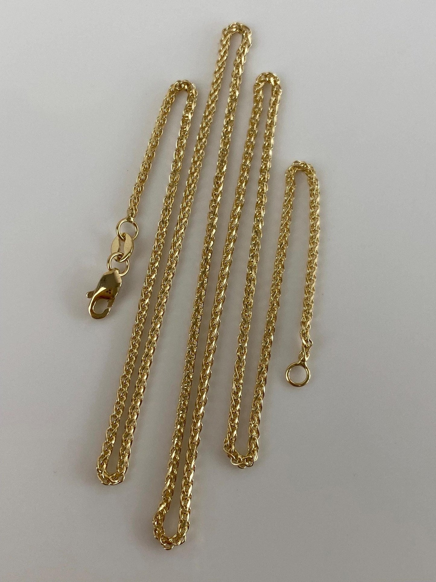 Vintage Solid 14k Yellow Gold Wheat Chain Necklace - 18 inches