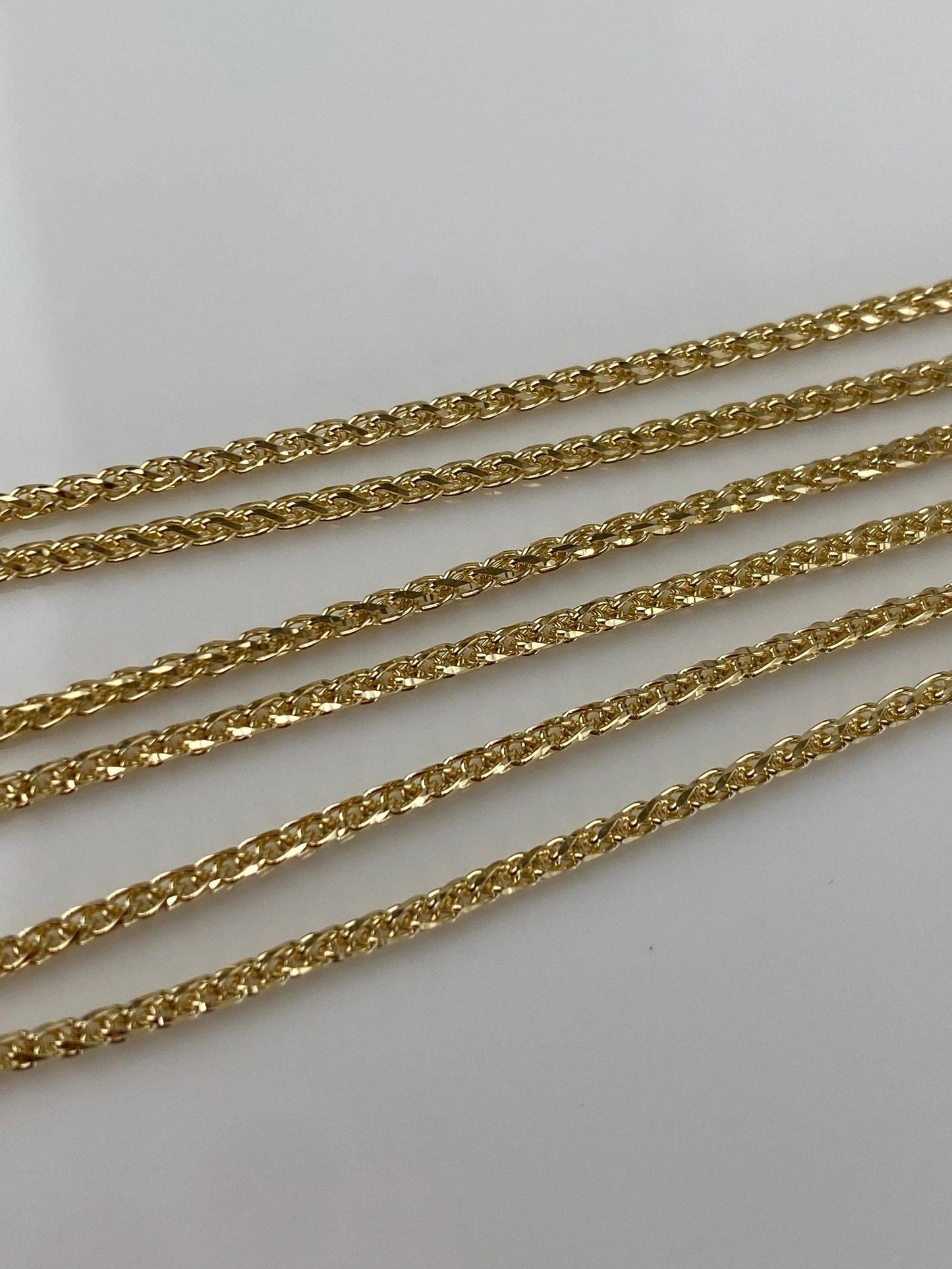 Vintage Solid 14k Yellow Gold Wheat Chain Necklace - 18 inches