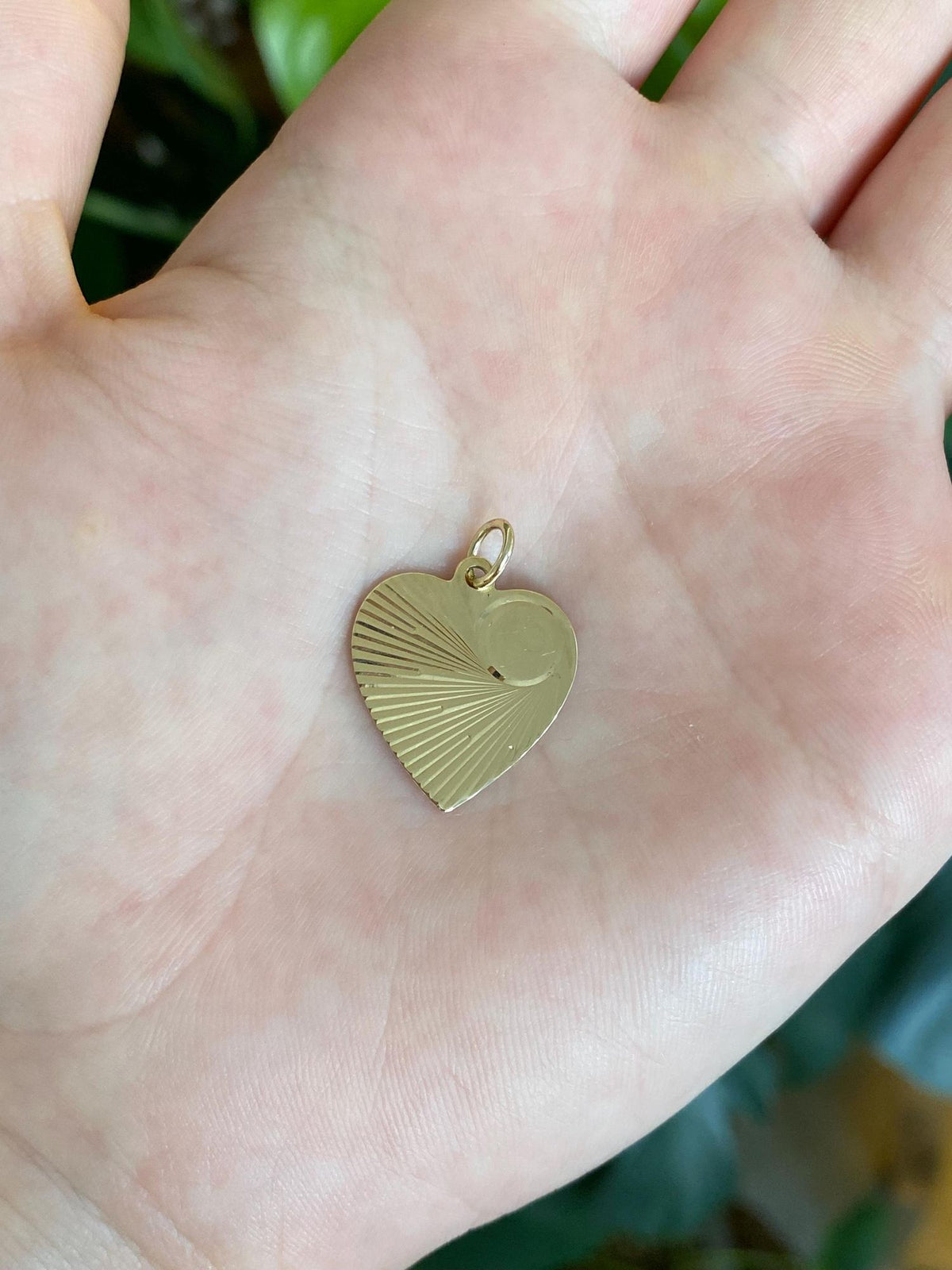 Vintage Solid 14k Yellow Gold Engine Turned Heart Charm
