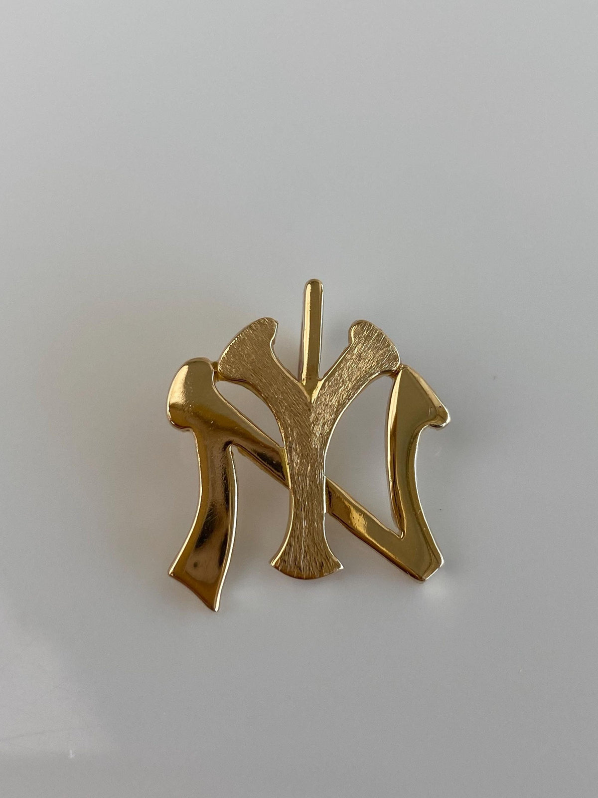 Vintage Solid 14k Yellow Gold Satin Shiny NY Yankees Charm