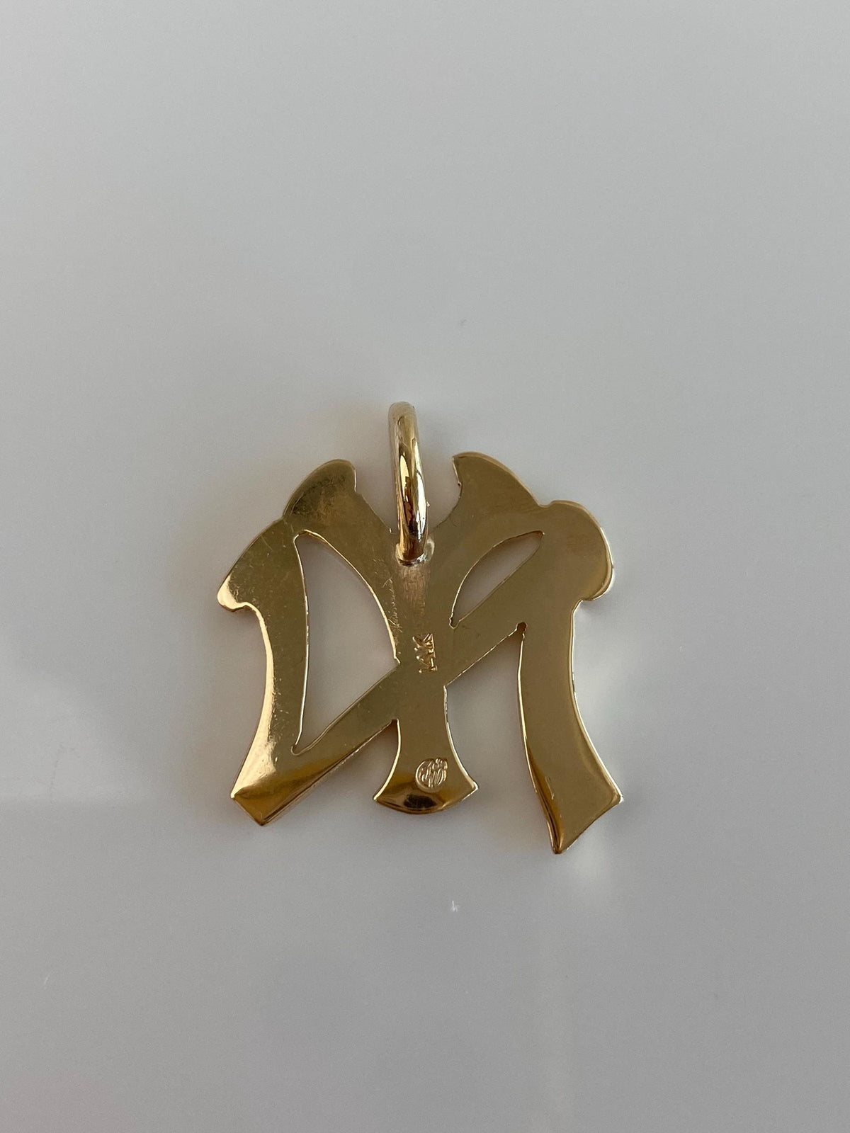 Vintage Solid 14k Yellow Gold Satin Shiny NY Yankees Charm