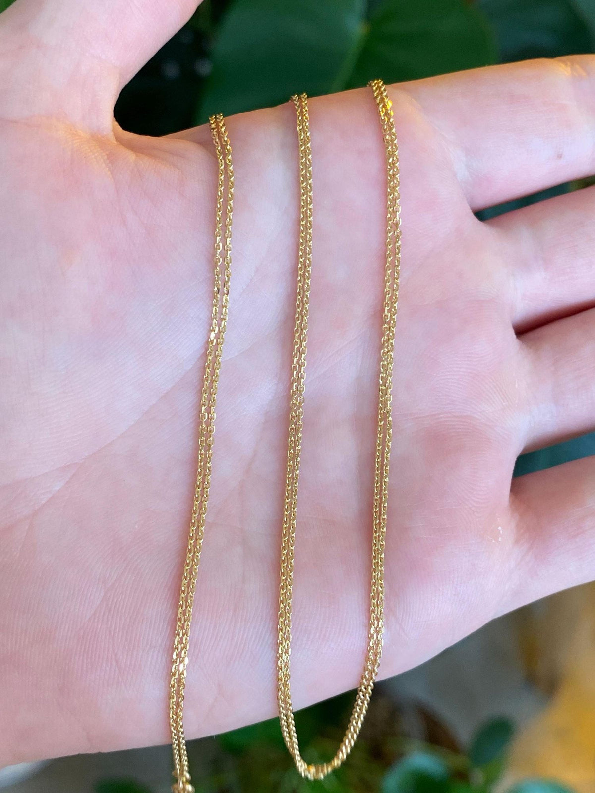 Vintage Solid 18k Yellow Gold Double Strand Tight Biker Link Chain Necklace - 17 inches