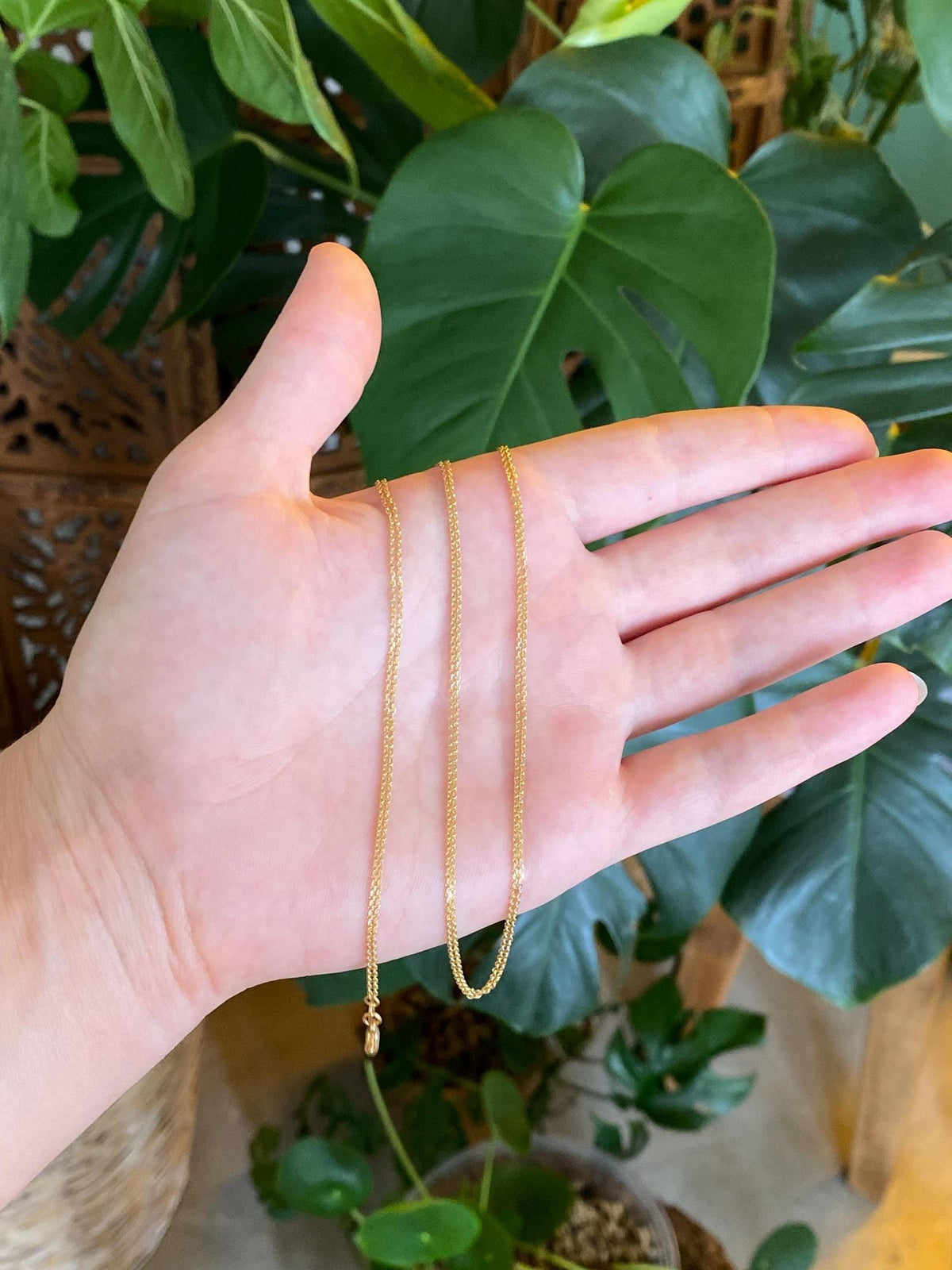 Vintage Solid 18k Yellow Gold Double Strand Tight Biker Link Chain Necklace - 17 inches