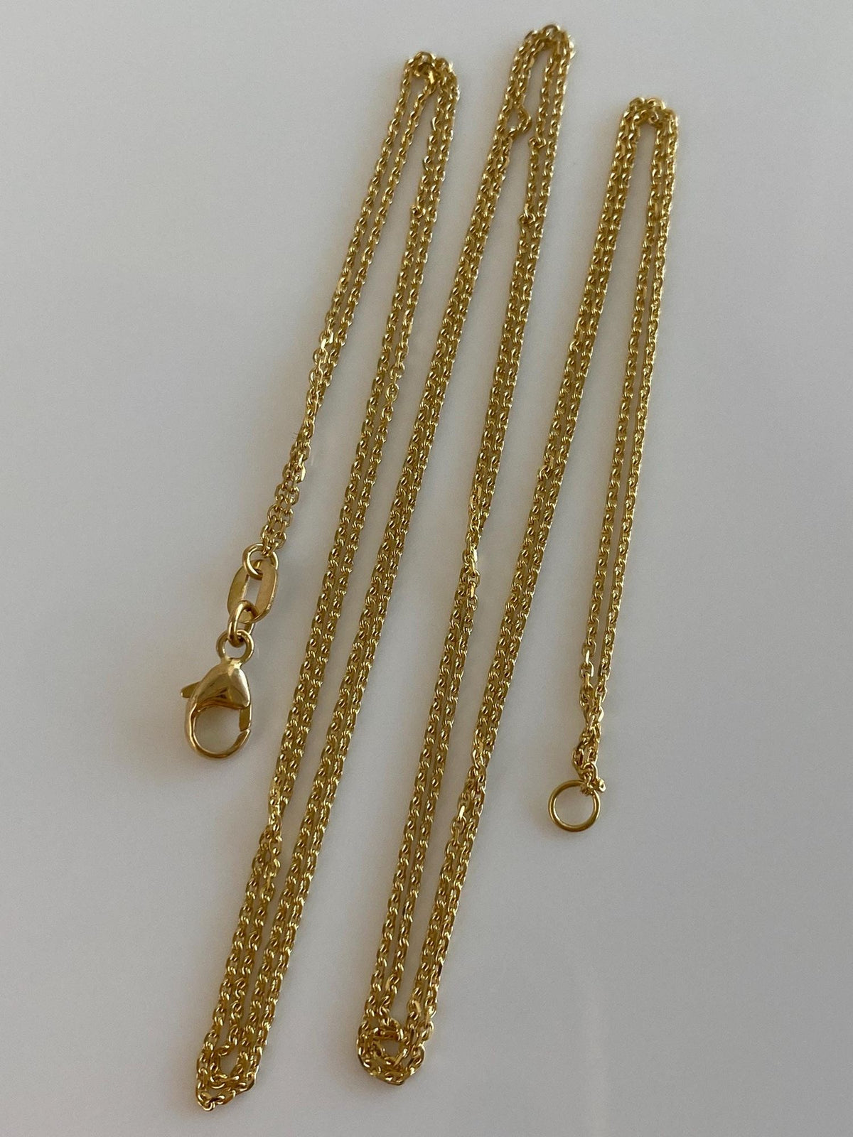 Vintage Solid 18k Yellow Gold Double Strand Tight Biker Link Chain Necklace - 17 inches