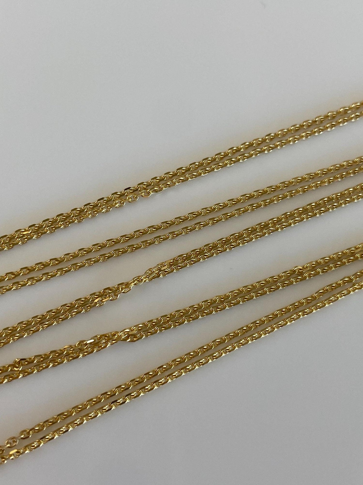 Vintage Solid 18k Yellow Gold Double Strand Tight Biker Link Chain Necklace - 17 inches