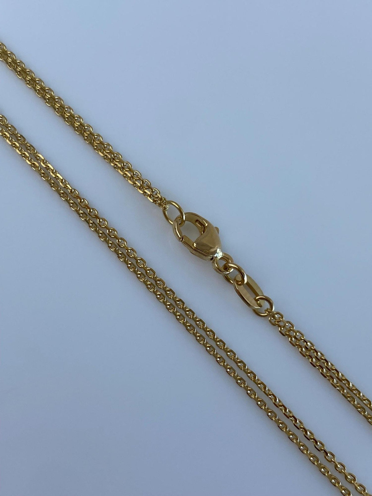 Vintage Solid 18k Yellow Gold Double Strand Tight Biker Link Chain Necklace - 17 inches