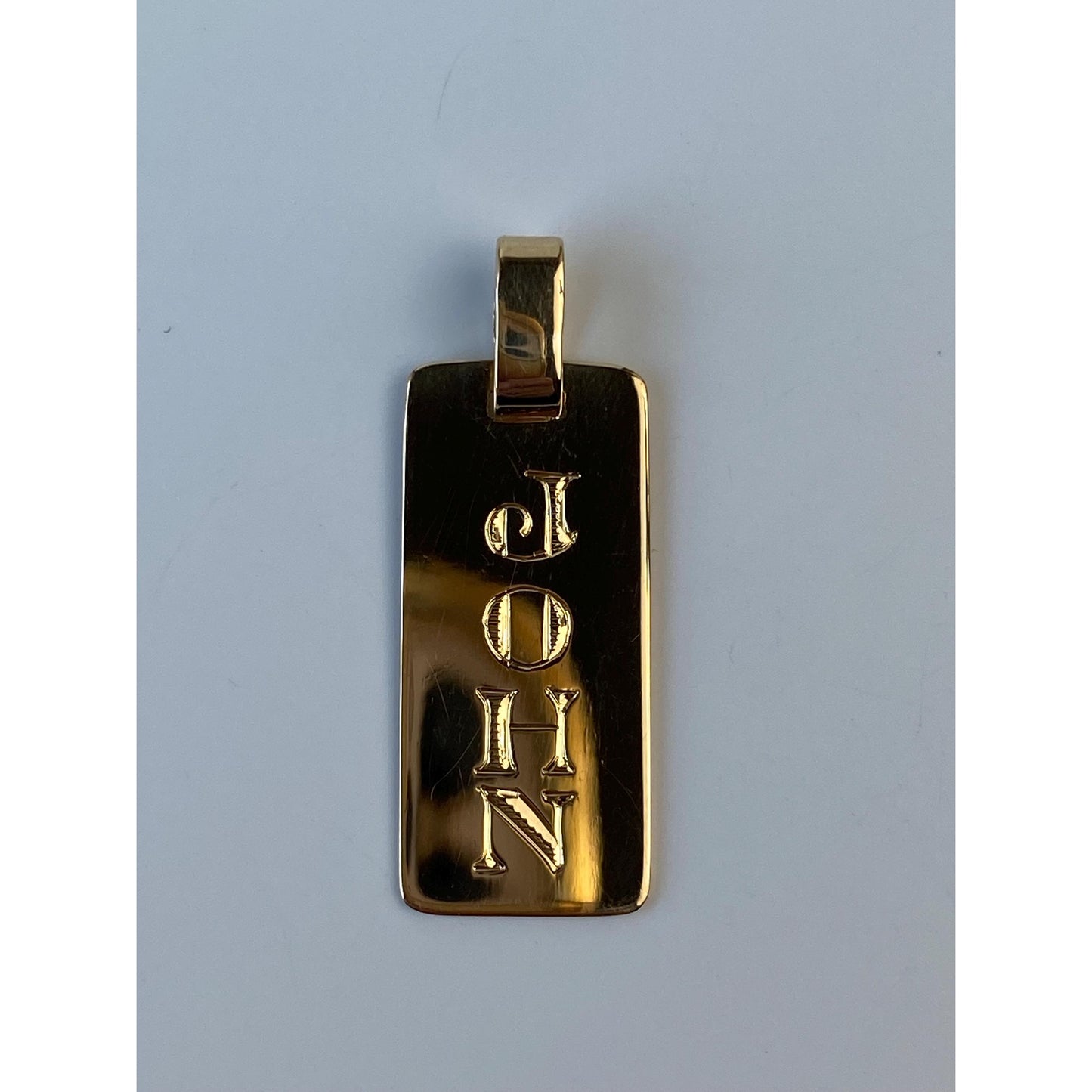 Vintage Solid 18k Yellow Gold Engraved 'John' Tag Charm