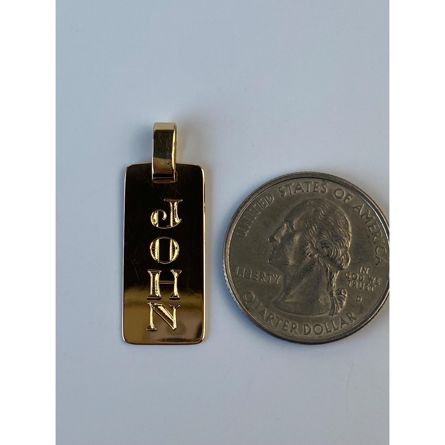 Vintage Solid 18k Yellow Gold Engraved 'John' Tag Charm