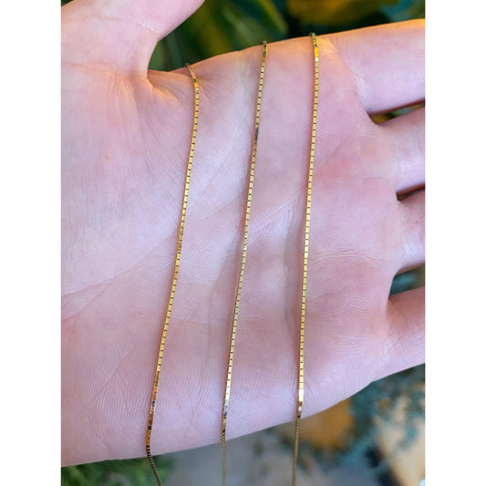 Vintage Solid 14k Yellow Gold Long Box Chain Necklace - 23.25 inches