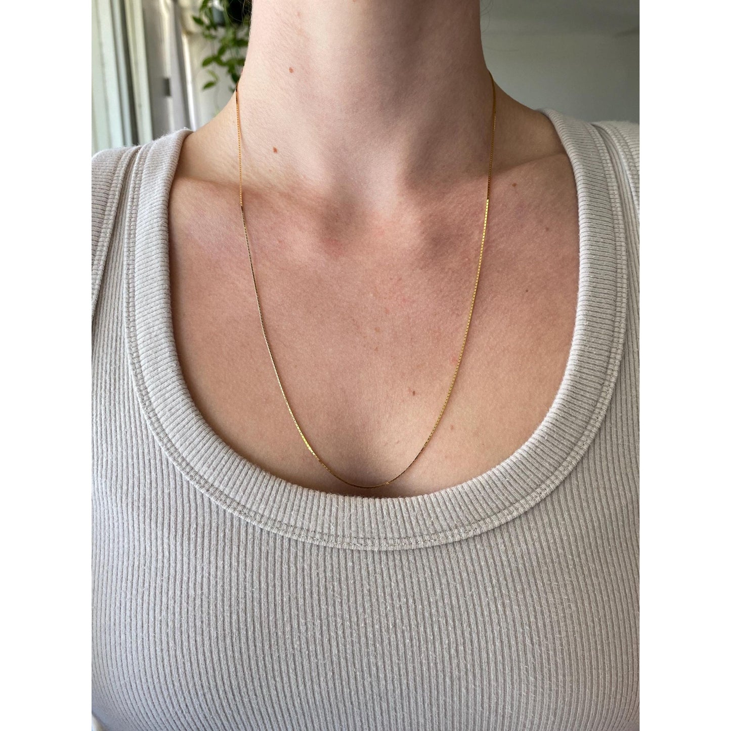 Vintage Solid 14k Yellow Gold Long Box Chain Necklace - 23.25 inches