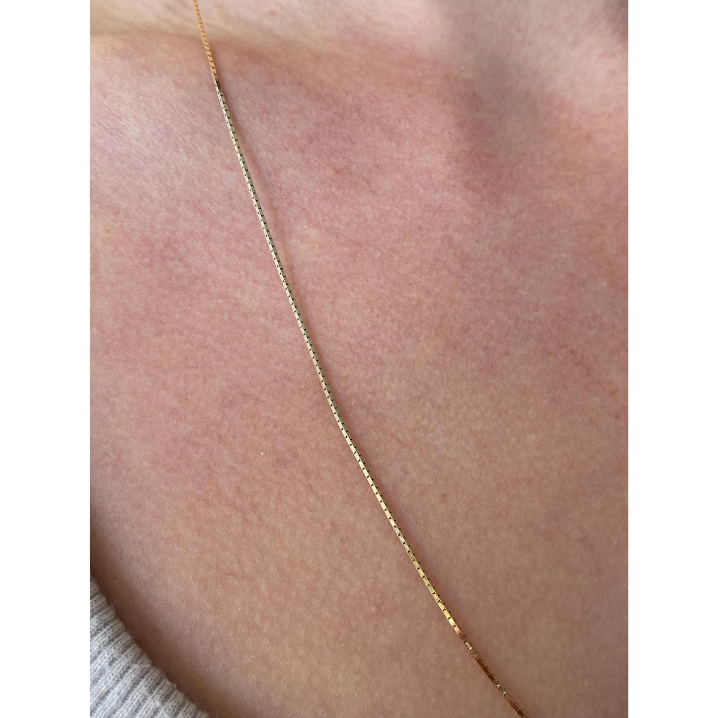 Vintage Solid 14k Yellow Gold Long Box Chain Necklace - 23.25 inches