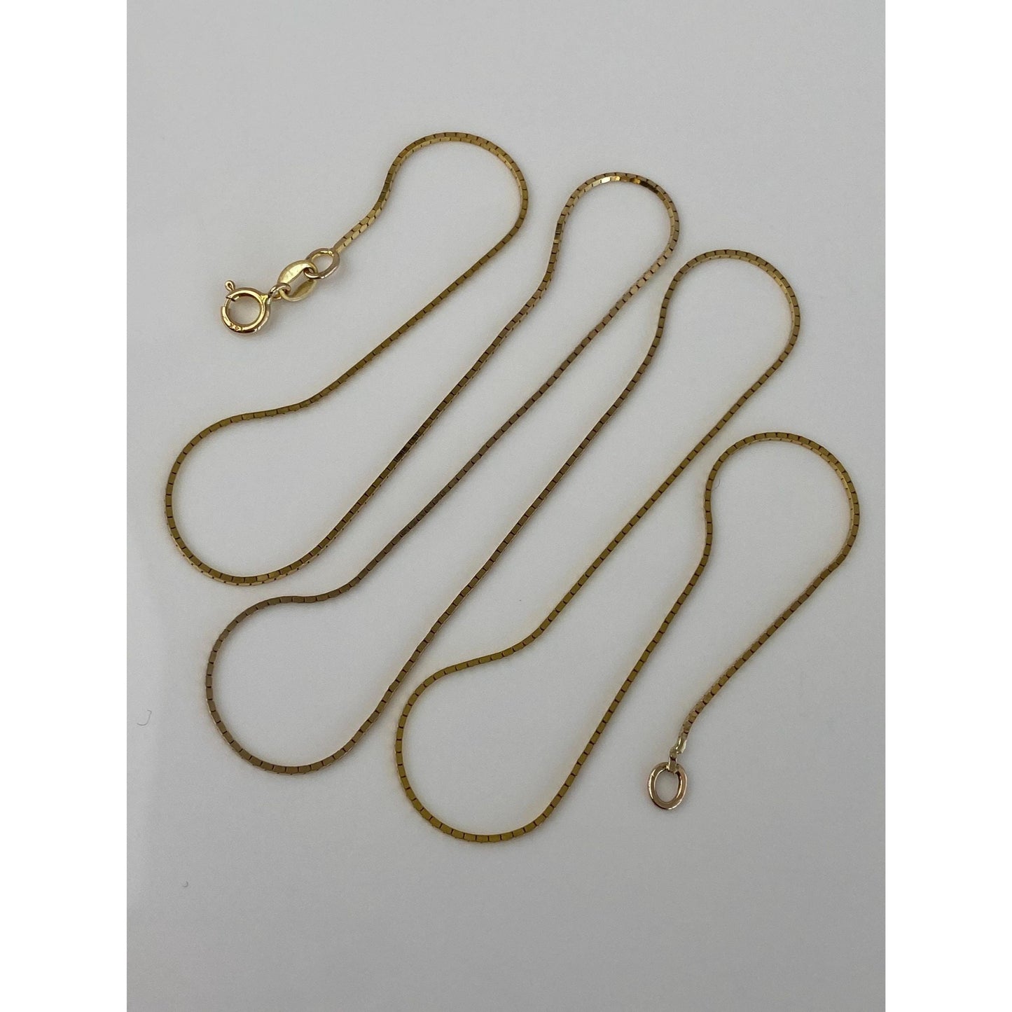 Vintage Solid 14k Yellow Gold Long Box Chain Necklace - 23.25 inches