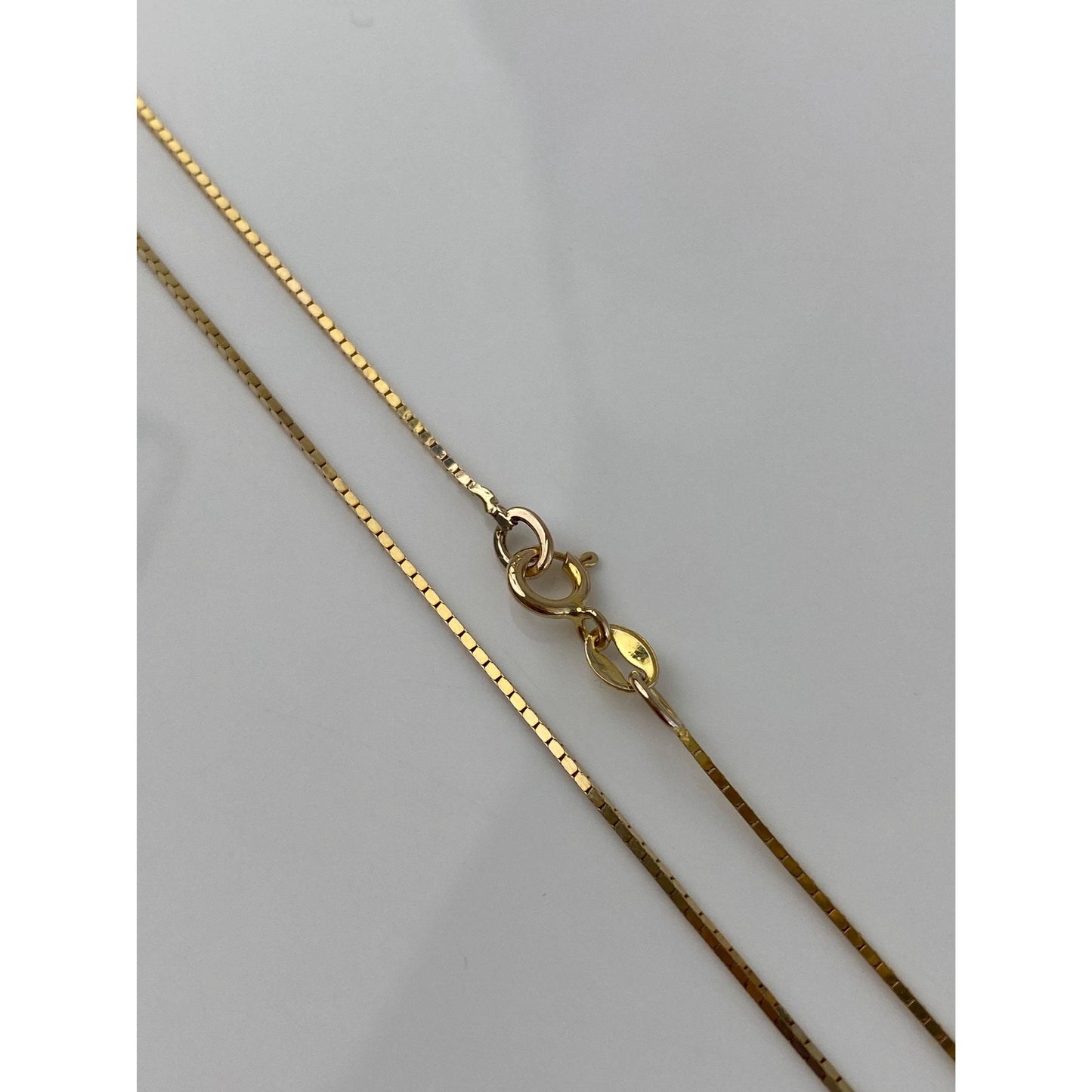 Vintage Solid 14k Yellow Gold Long Box Chain Necklace - 23.25 inches