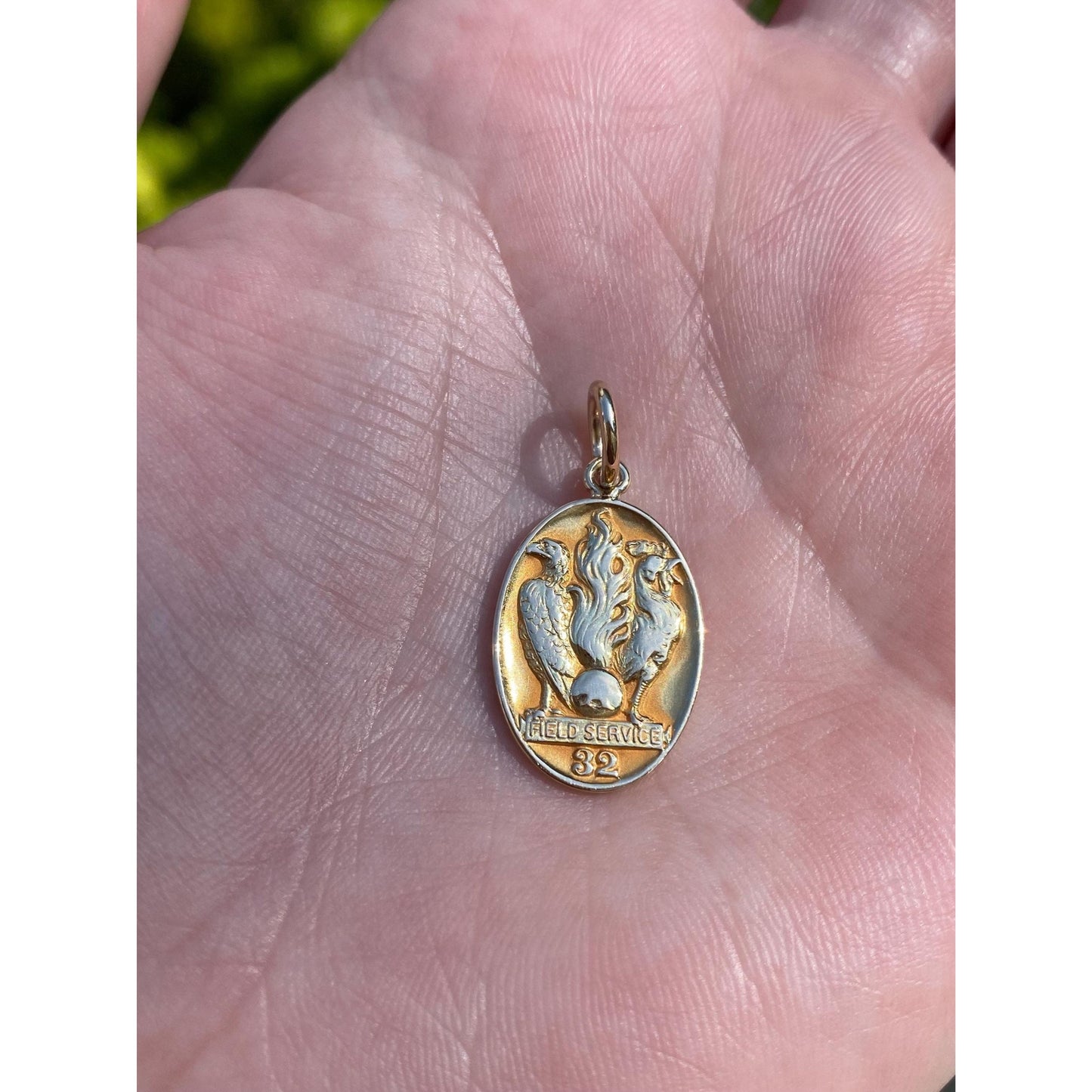 Vintage Solid 14k Yellow Gold Military Field Service Cufflink Conversion Charm