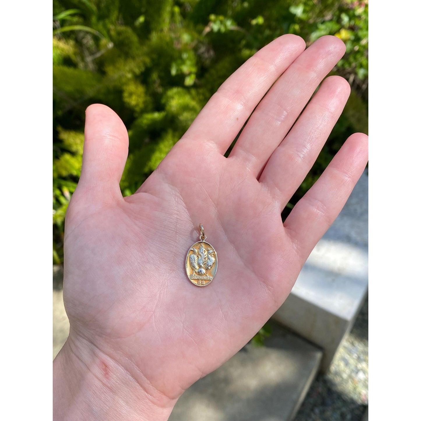 Vintage Solid 14k Yellow Gold Military Field Service Cufflink Conversion Charm