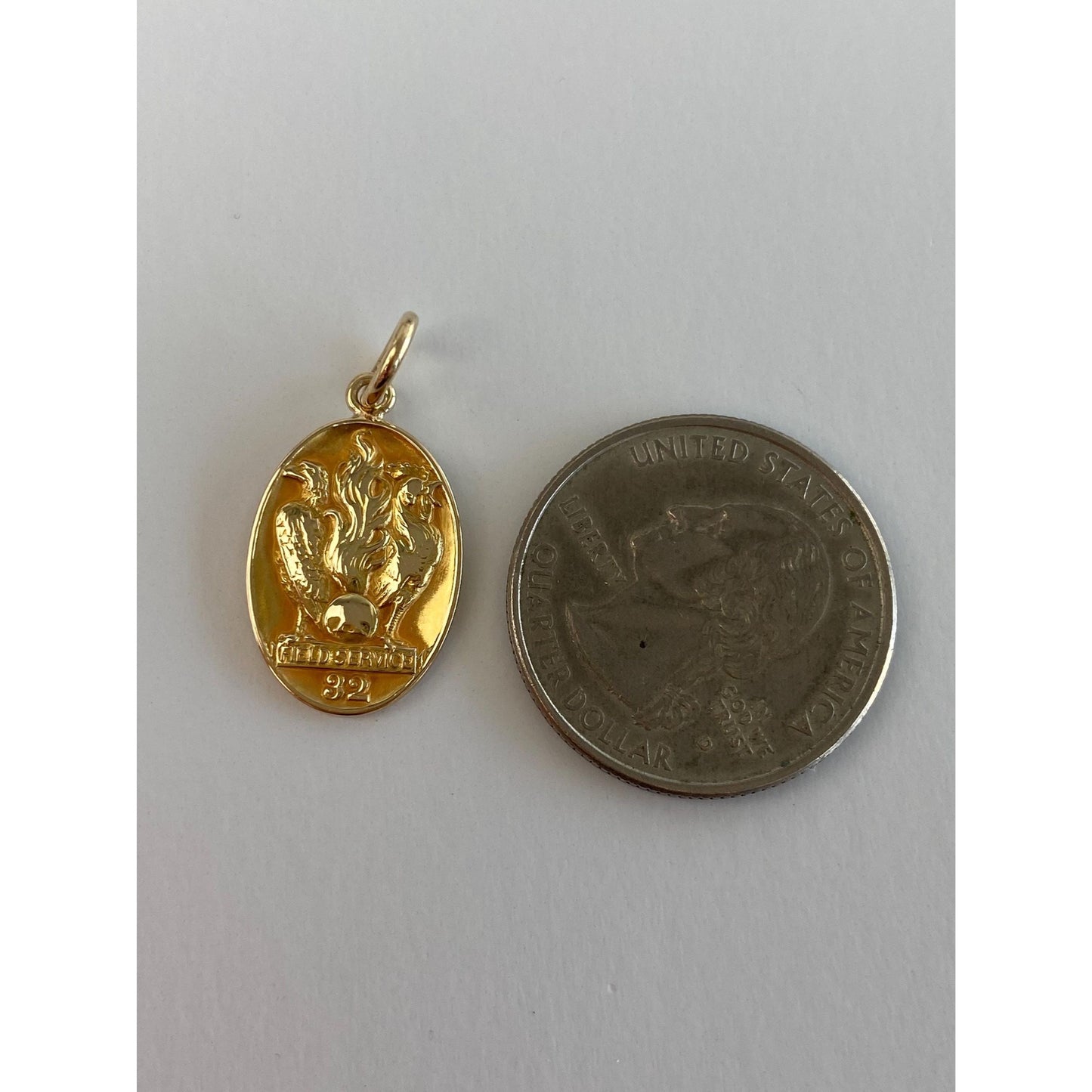 Vintage Solid 14k Yellow Gold Military Field Service Cufflink Conversion Charm