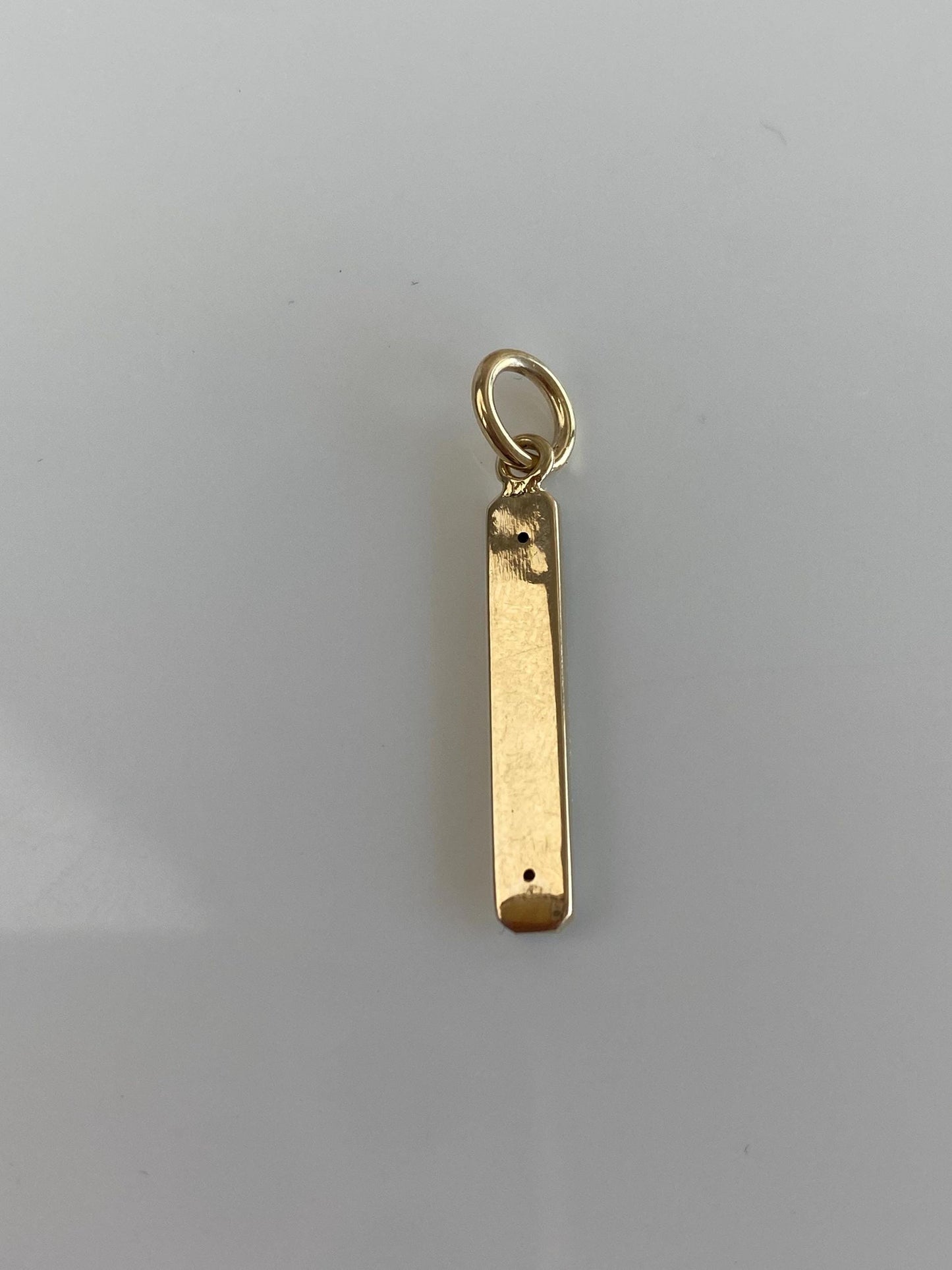 Vintage 14k Yellow Gold Blue Enamel Pearls Bar Charm