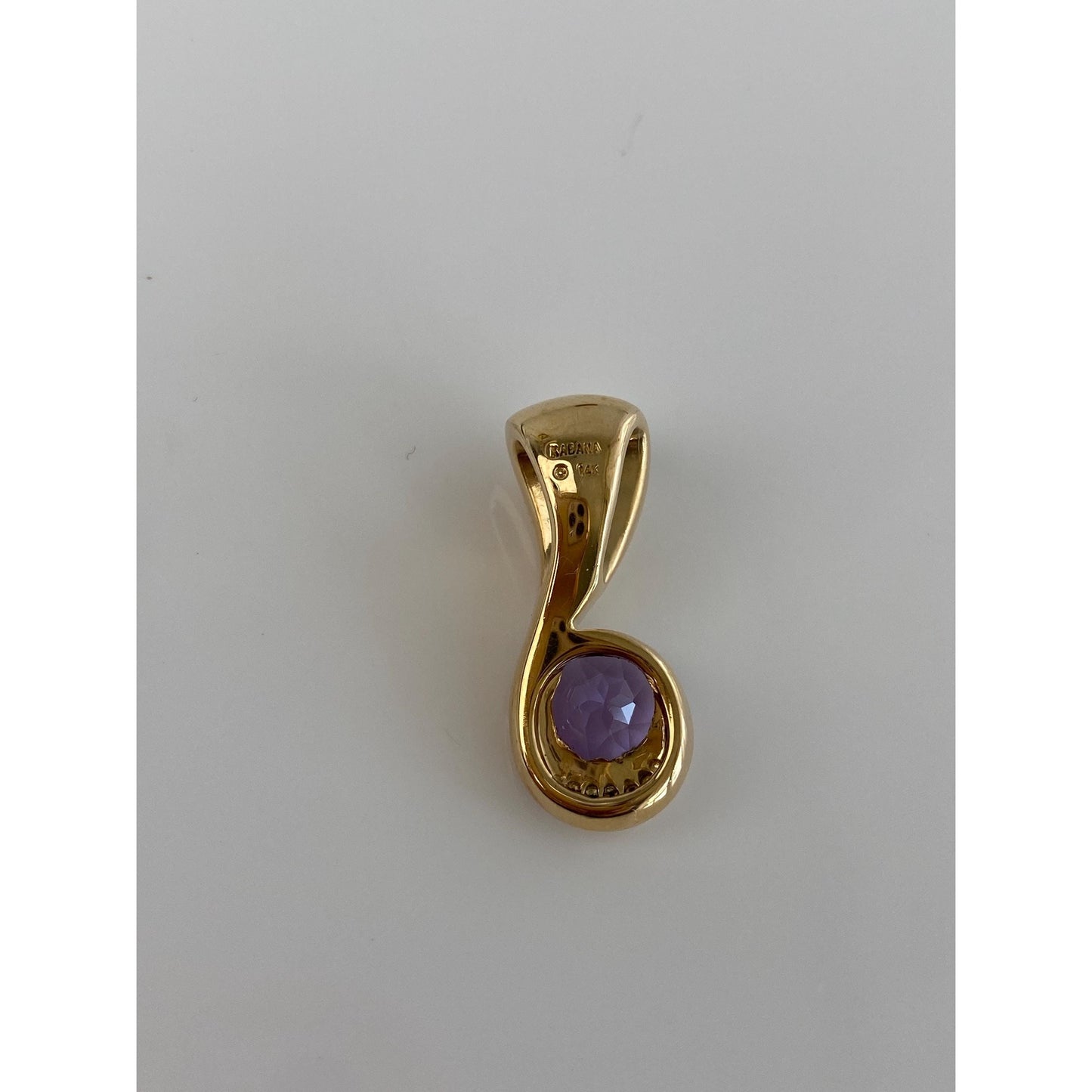 Vintage Solid 14k Yellow Gold Amethyst Diamond Mother of Pearl Charm