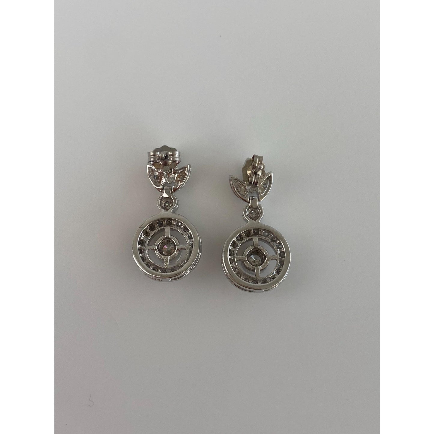 Vintage Solid 14k White Gold Diamond Drop Earrings