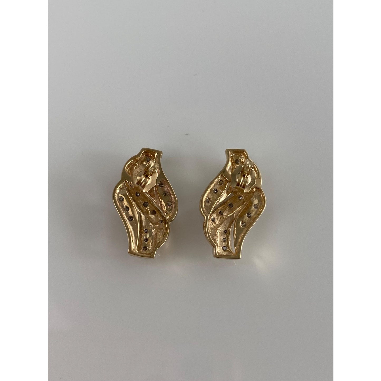 Vintage Solid 10k Yellow Gold Diamond Twist Earrings