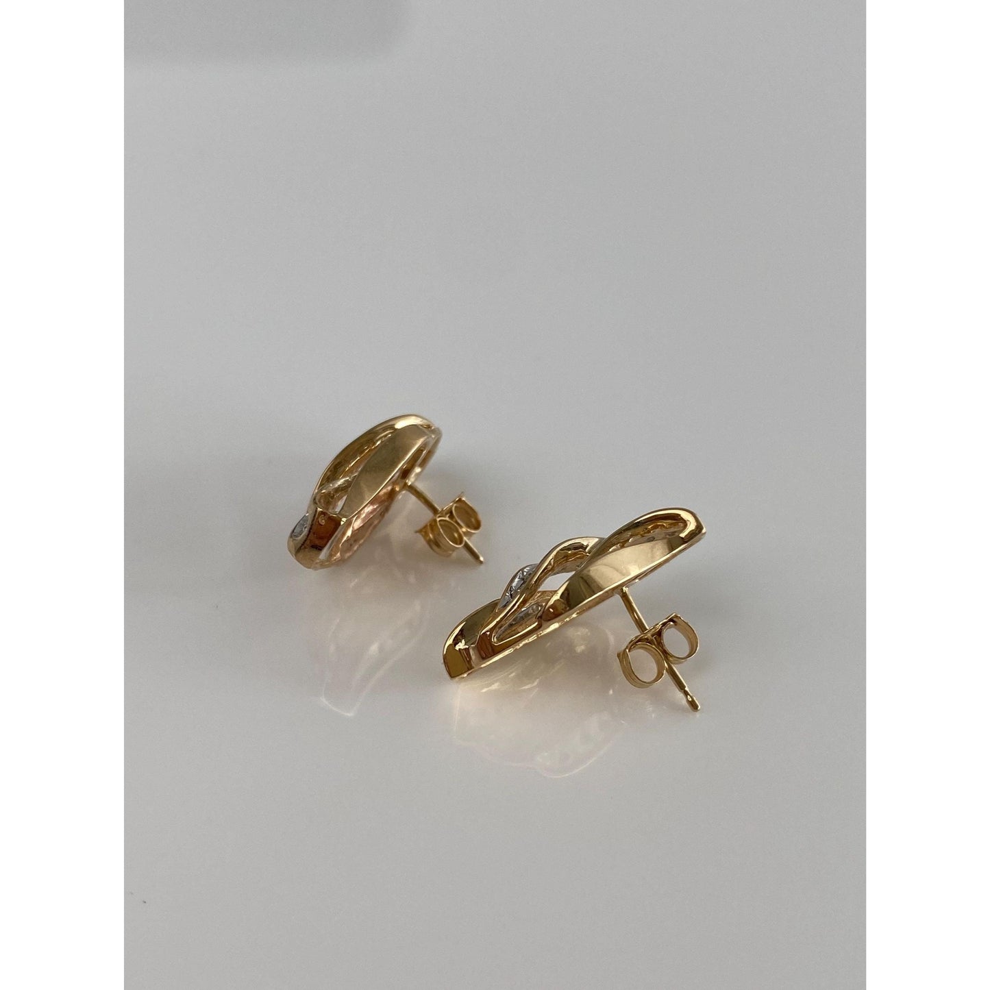 Vintage Solid 10k Yellow Gold Diamond Twist Earrings