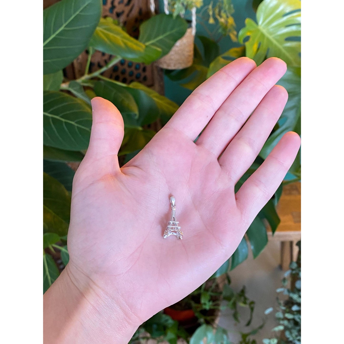 Vintage Solid 10k White Gold Eiffel Tower Charm